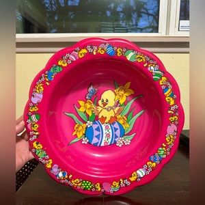 Vintage 1980’s Berman Industries Easter Bunny Springtime Scalloped Bowl Candy